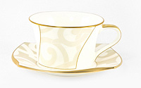 Набор чайных чашек с блюдцами из костяного фарфора (Набор чайных пар или шапо) 250 мл