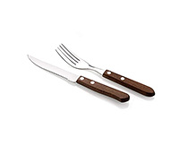 Набор ножей и вилок для стейка 12 предметов из металла и дерева