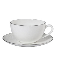 Чайная чашка с блюдцем из костяного фарфора (Шапо чайное или пара) 300 мл