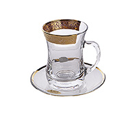 Набор чайных чашек с блюдцами из стекла (Набор чайных пар или шапо) 225 мл