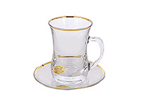 Набор чайных чашек с блюдцами из стекла (Набор чайных пар или шапо) 225 мл