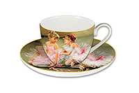 Чайная чашка с блюдцем из костяного фарфора (Шапо чайное или пара) 280 мл