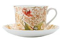 Чайная чашка с блюдцем из костяного фарфора (Шапо чайное или пара) 480 мл