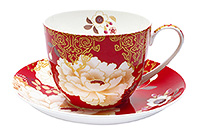 Чайная чашка с блюдцем из костяного фарфора (Шапо чайное или пара) 480 мл