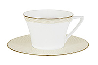 Чайная чашка с блюдцем из костяного фарфора (Шапо чайное или пара) 240 мл
