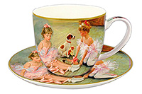 Чайная чашка с блюдцем из костяного фарфора (Шапо чайное или пара) 250 мл