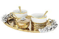 Подарочный чайный сервиз из фарфора и металла 10 предметов