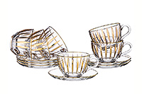 Набор кофейных чашек с блюдцами из стекла (Набор кофейных пар или шапо) 250 мл