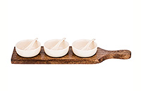 Набор салатников керамический с ложками на деревянной подставке 40,5х10х6 см