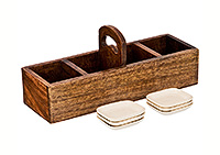 Органайзер для чайных пакетиков деревянный 32х10х13 см с керамическими подставками