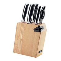 Набор из 5 кухонных ножей, ножниц и блока для ножей с ножеточкой