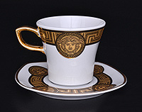Набор чайных чашек с блюдцами фарфоровых высоких (Набор чайных пар или шапо) 250 мл
