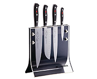 Набор кухонных кованых ножей 5 предметов в прозрачной магнитной подставке