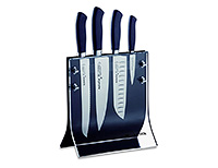 Набор кухонных кованых ножей 5 предметов в прозрачной магнитной подставке