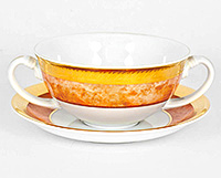 Набор тарелок для супа фарфоровых с блюдцем (Бульонниц) 300 мл