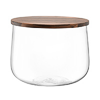 Чаша из стекла с деревянной крышкой 32 см