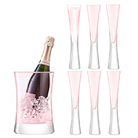 Набор бокалов для шампанского из стекла (фужеры) с ведром для льда