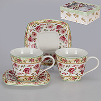 Набор чайных чашек с блюдцами керамических (Набор чайных пар или шапо) 220 мл