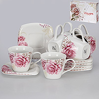 Набор чайных чашек с блюдцами керамических (Набор чайных пар или шапо) 220 мл