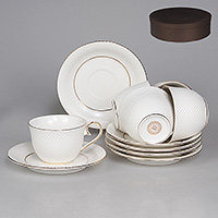 Набор чайных чашек с блюдцами фарфоровых (Набор чайных пар или шапо) 280 мл