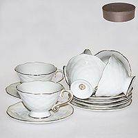 Набор кофейных чашек с блюдцами фарфоровых (Набор кофейных пар или шапо) 90 мл