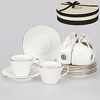 Набор чайных чашек с блюдцами фарфоровых (Набор чайных пар или шапо) 120 мл