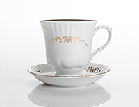 Чайная чашка с блюдцем фарфоровая высокая (Шапо чайное или пара) 400 мл