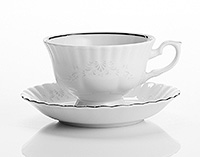 Чайная чашка с блюдцем фарфоровая низкая (Шапо чайное или пара) 220 мл