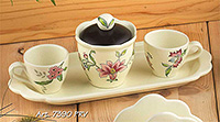 Подарочный кофейный набор керамический 5 предметов (2 кофейные чашки+сахарница на подносе 30 см)