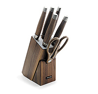 Набор кухонных ножей из нержавеющей стали 6 предметов на деревянной подставке