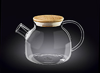 Заварочный чайник с крышкой из термостойкого стекла 950 мл с бамбуковой крышкой