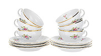 Набор чайных чашек с блюдцами фарфоровых (Набор чайных пар или шапо) 205 мл
