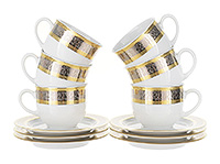 Набор чайных чашек с блюдцами фарфоровых (Набор чайных пар или шапо) 165 мл