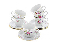 Набор чайных чашек с блюдцами фарфоровых (Набор чайных пар или шапо) 225 мл